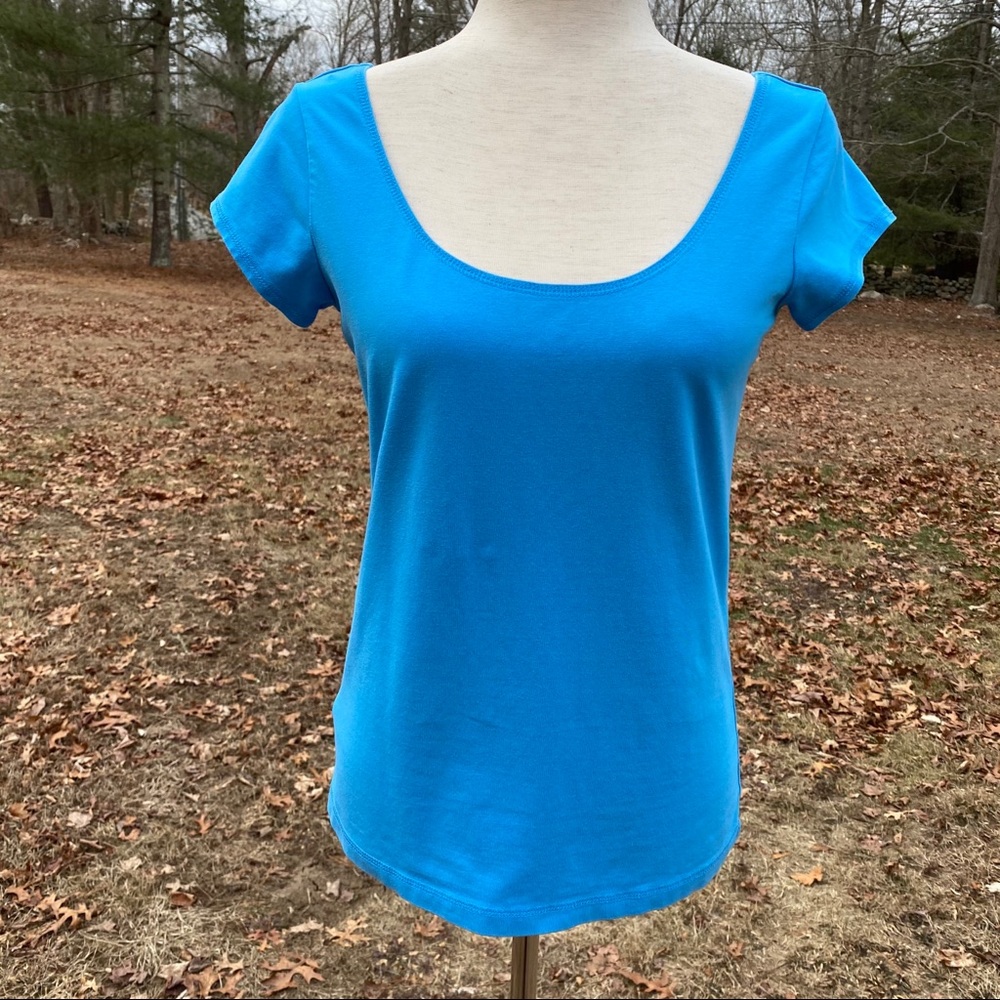 W BY WORTH TOP TEE SHORT SLEEVE SCOOP NECK BLUE Size S